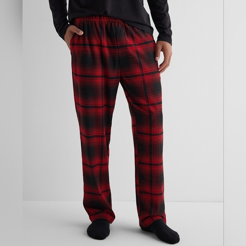 NWT! Express Men's Red Plaid Flannel Pajama Pant Size Small - Picture 5 of 6